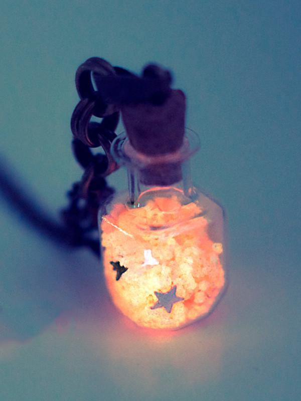 Handmade Glow in the dark vial pendant necklace - 13th Psyche