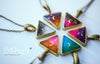 Handmade Bohemian resin moon triangle necklace - 13th Psyche