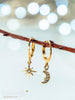 Handmade Cubic Zirconia moon and star gold huggie hoop earrings - 13th Psyche
