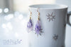 Handmade Purple raw stone earrings with silver stars - 13th Psyche