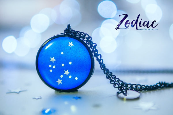 Handmade Zodiac jewelry, Aquarius constellation necklace - 13th Psyche