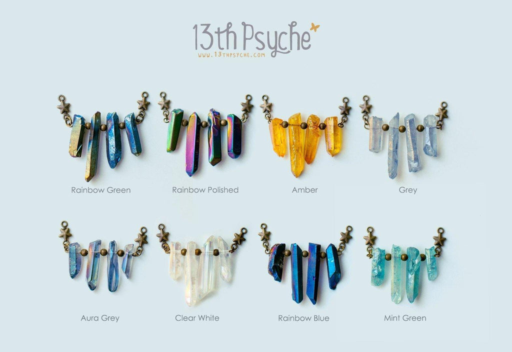 Handmade Bohemian rough quartz crystal point necklace - 13th Psyche