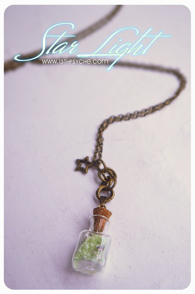Handmade Glow in the dark bottle pendant necklace - 13th Psyche