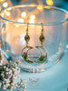 Handmade Moss and flowers dangle crescent moon earrings - 13th Psyche