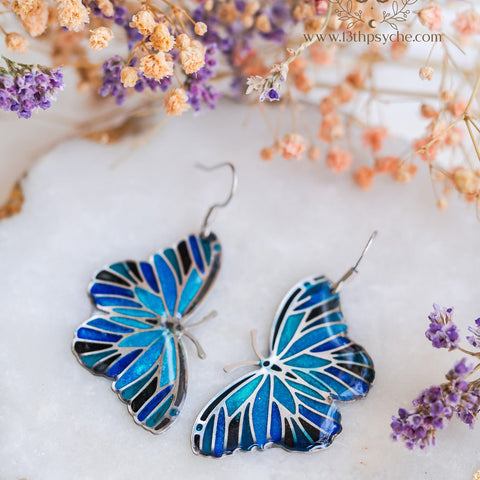 Resin butterfly pendant necklaces - 13th Psyche