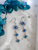 Handmade Celestial Long Moon and Star Earrings, stainless steel earrins with resin accents - 13th Psyche