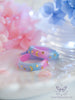 Handmade Blue and Pink Celestial Moon Stars Resin Ring - 13th Psyche