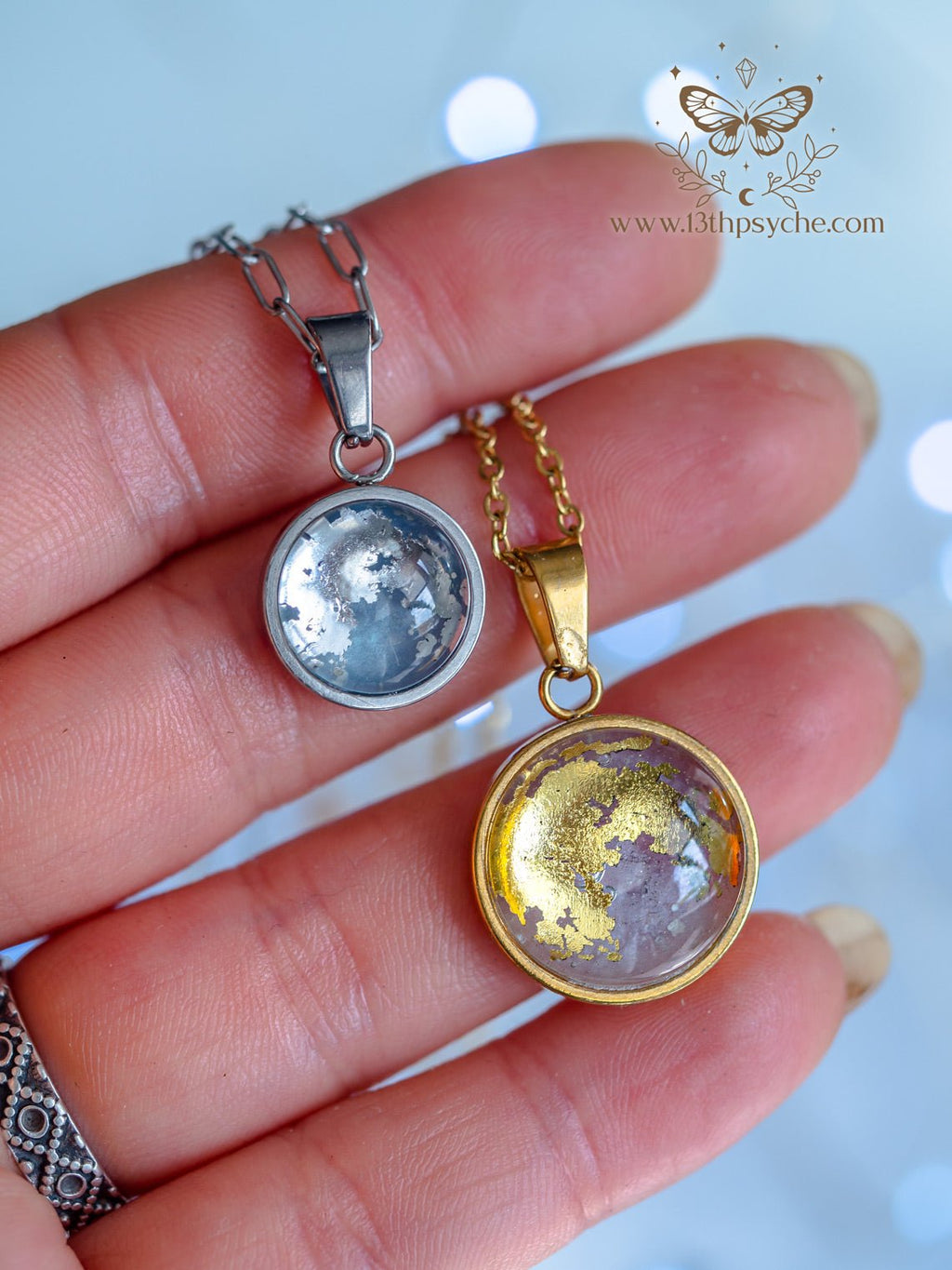 Handmade Full Moon Pendant necklace (16mm) - 13th Psyche