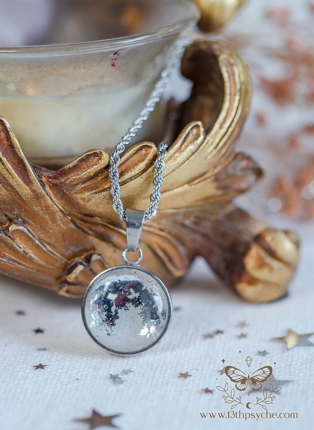 Handmade Full Moon Pendant necklace (16mm) - 13th Psyche