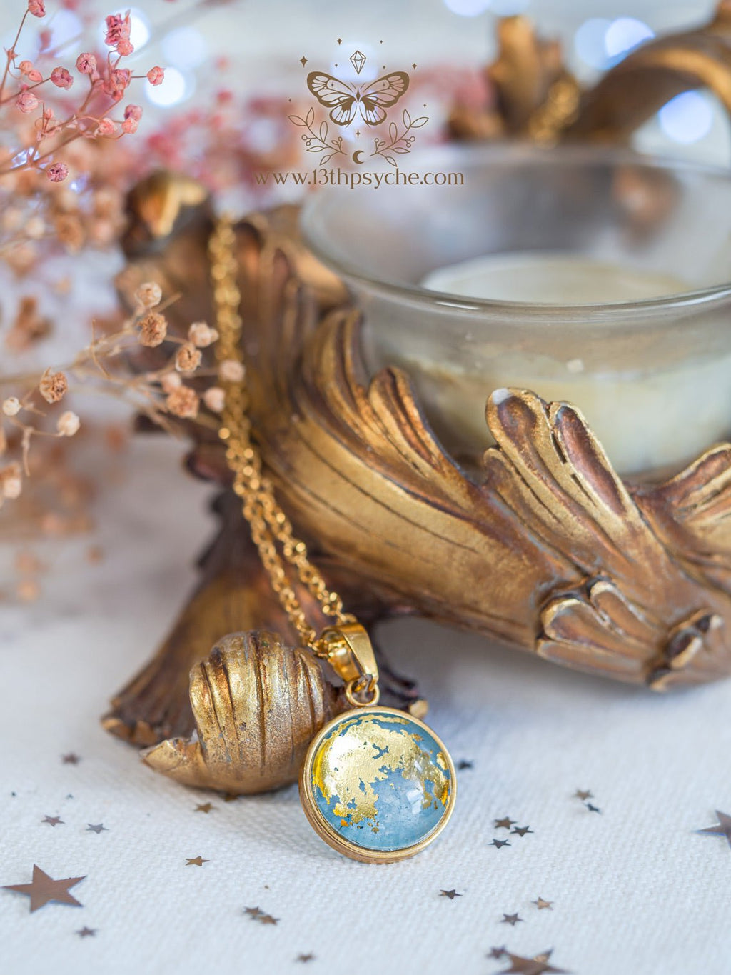 Handmade Full Moon Pendant necklace (16mm) - 13th Psyche