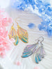 Handmade Stained glass inspired blue and pink Fairy Wing Resin Earrings - 13th Psyche