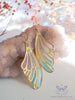 Handmade Stained glass inspired blue and pink Fairy Wing Resin Earrings - 13th Psyche