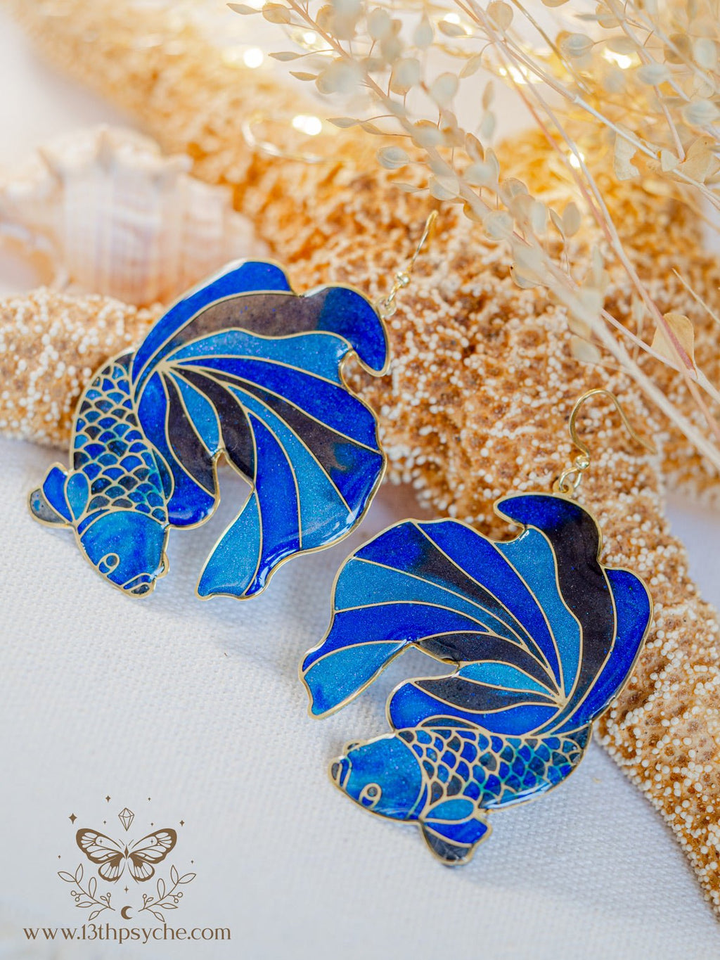 Blue Betta Fish Earrings