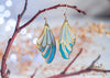 Handmade Stained glass inspired Ice fairy wing earrings - 13th Psyche