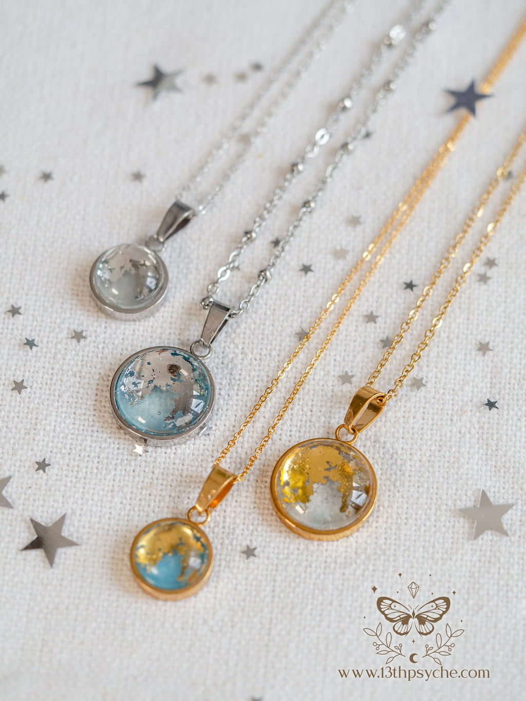 Handmade Tiny Full Moon Pendant necklace (12mm) - 13th Psyche