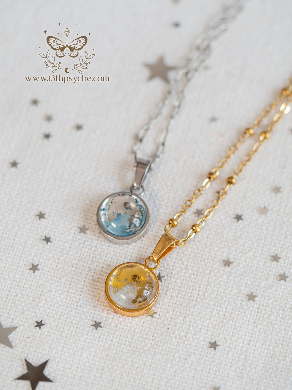 Handmade Tiny Full Moon Pendant necklace (12mm) - 13th Psyche