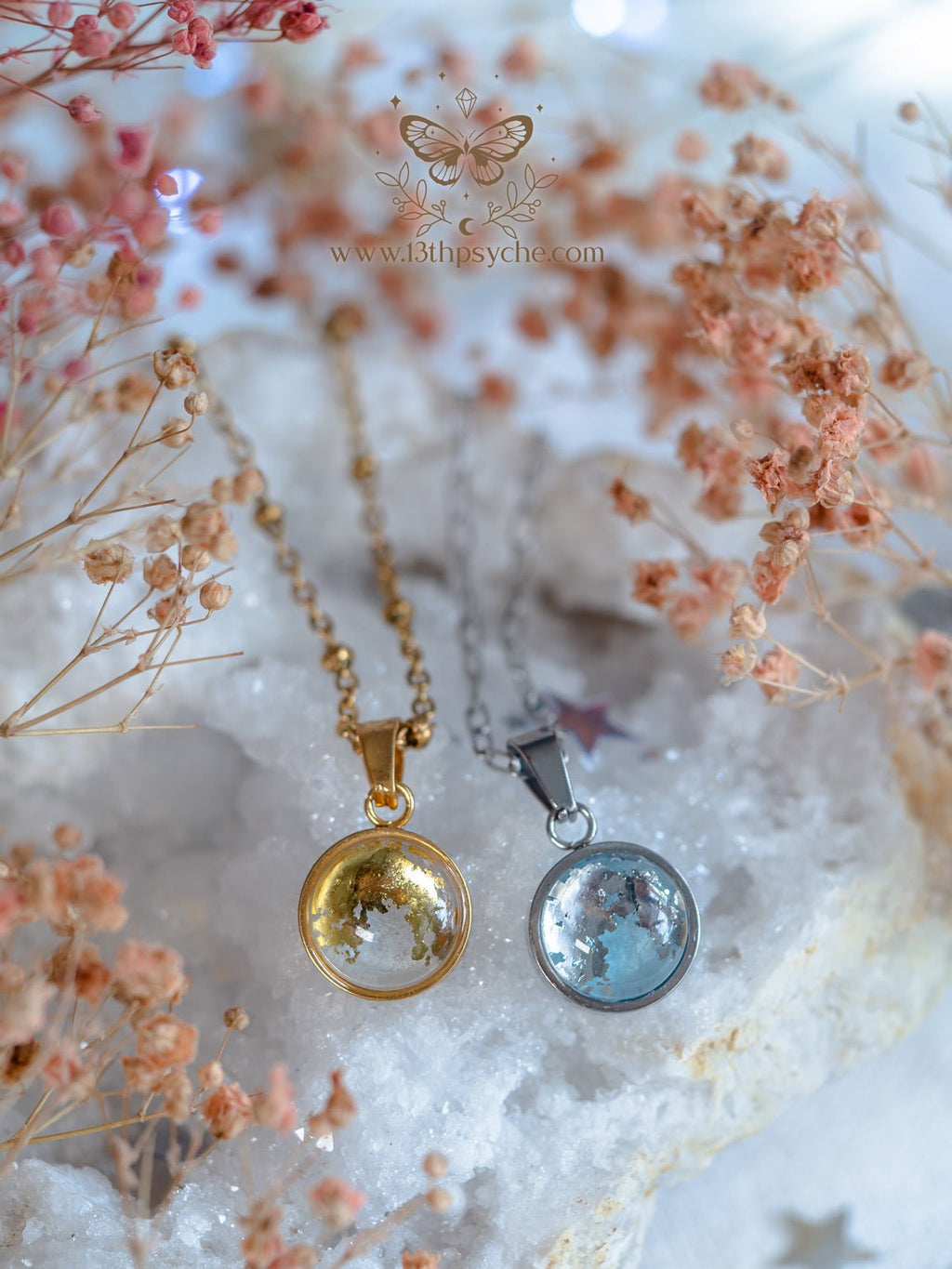 Handmade Tiny Full Moon Pendant necklace (12mm) - 13th Psyche