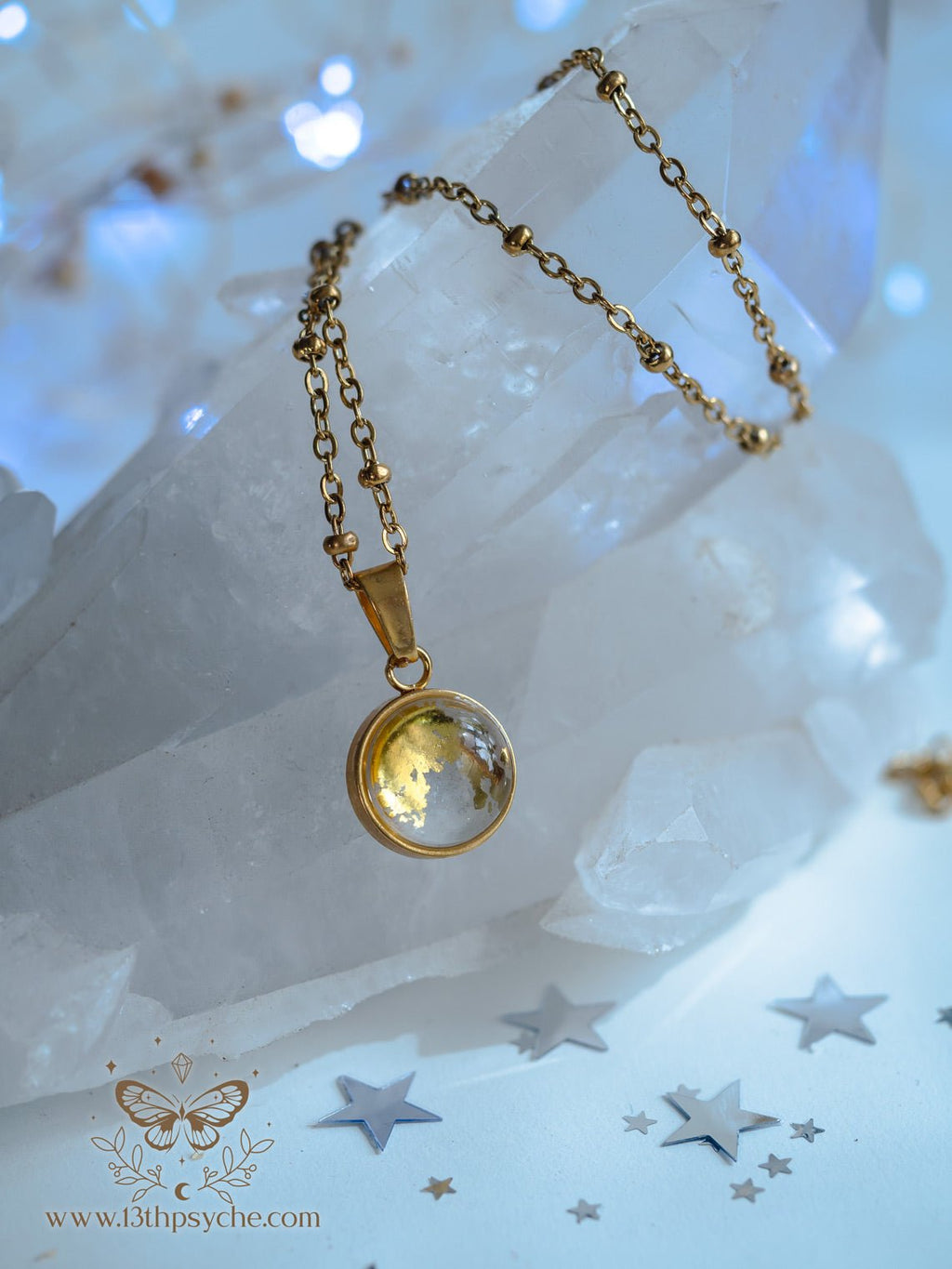 Handmade Tiny Full Moon Pendant necklace (12mm) - 13th Psyche