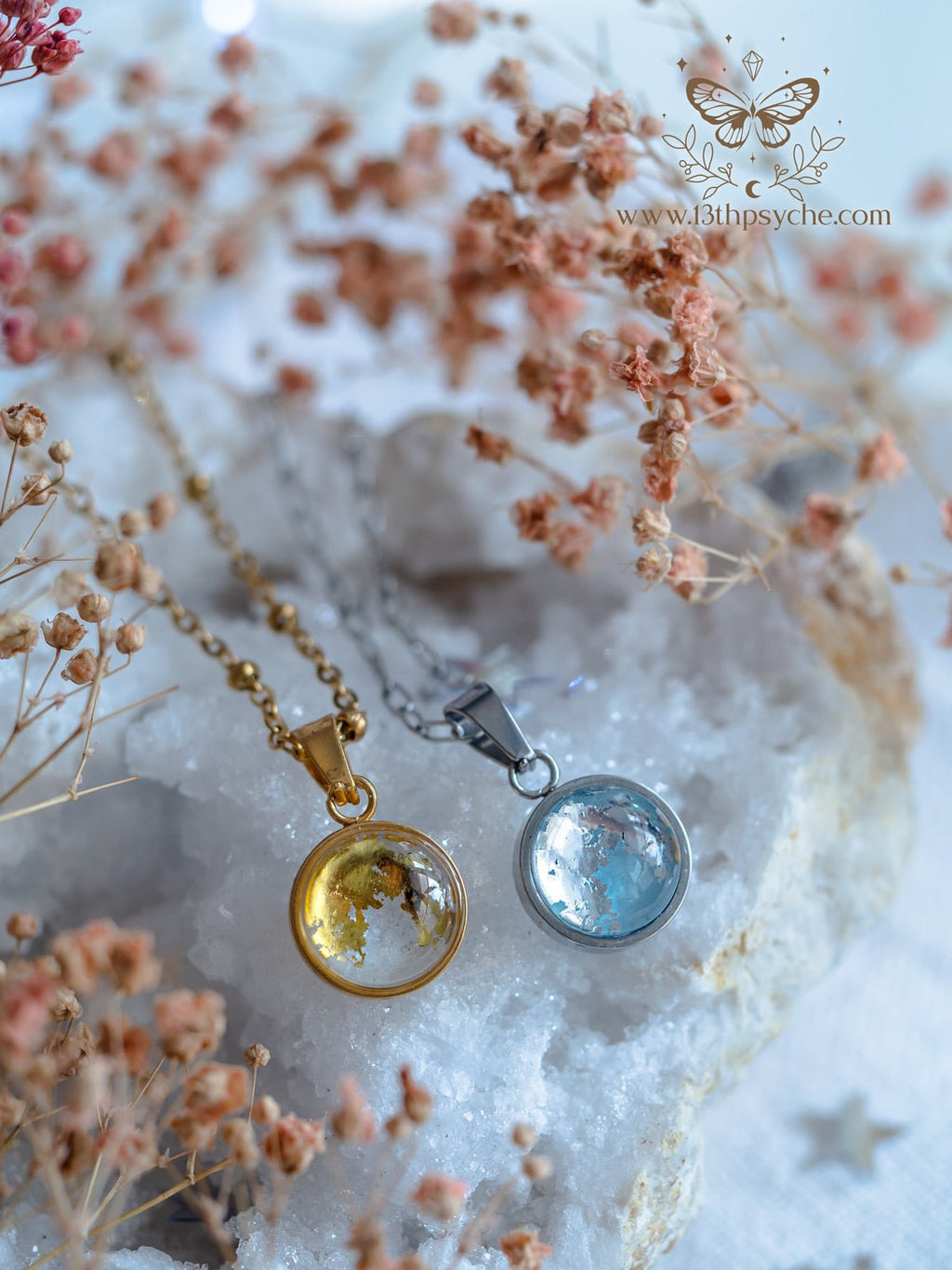 Handmade Tiny Full Moon Pendant necklace (12mm) - 13th Psyche