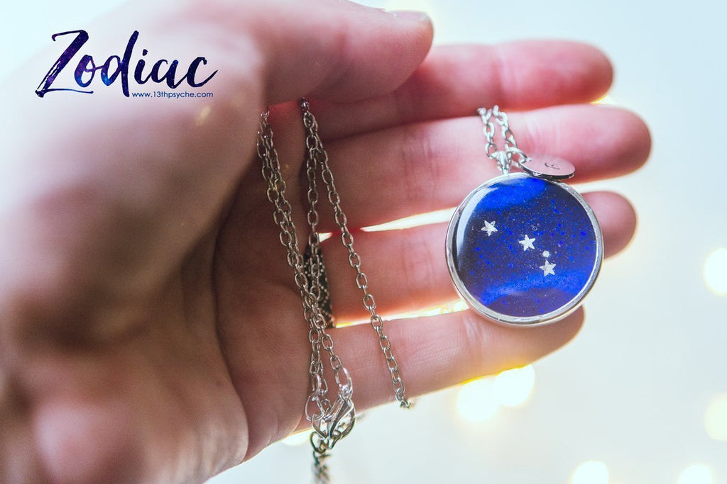 Handmade Zodiac jewelry, Aries constellation necklace - 13th Psyche