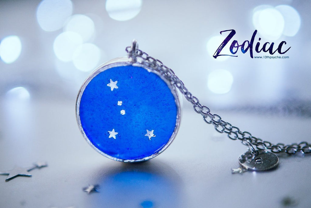 Handmade Zodiac jewelry, Cancer constellation necklace - 13th Psyche