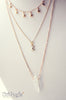 Handmade Moon, stars and quartz triple layered necklace set - 13th Psyche