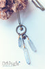 Handmade Dreamcatcher raw quartz crystal point pendant necklace - 13th Psyche