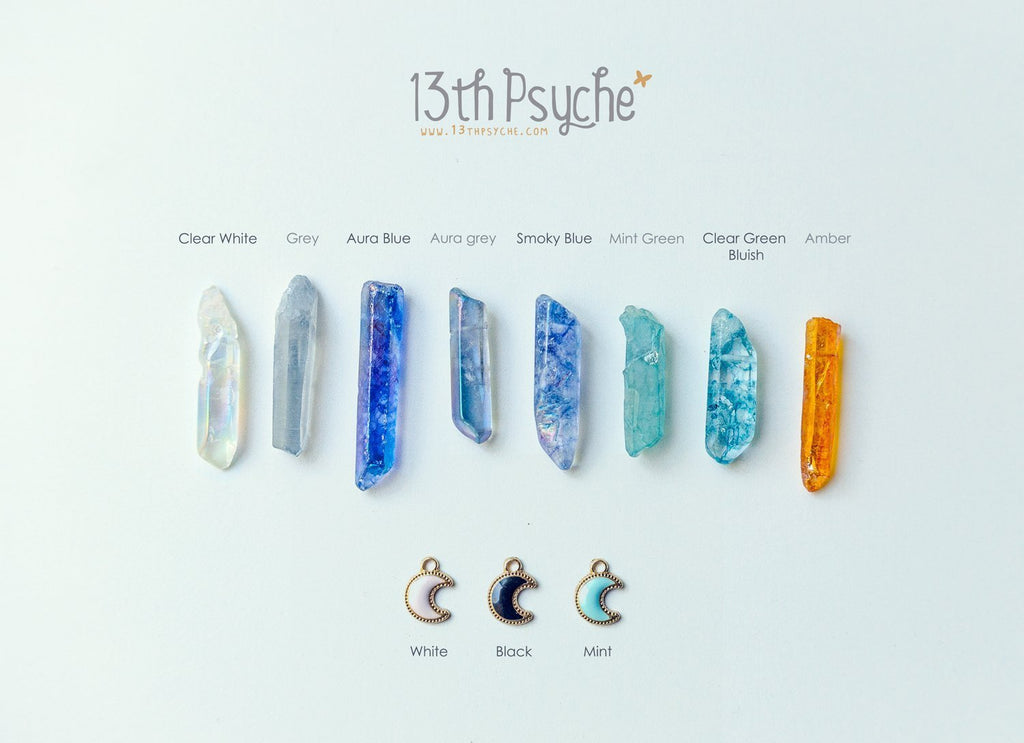 Handmade Moon, stars and quartz triple layered necklace set - 13th Psyche