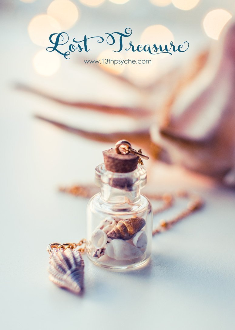 Handmade Gold shell bottle pendant necklace - 13th Psyche