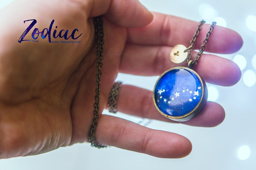 Handmade Zodiac jewelry, Scorpio constellation necklace - 13th Psyche