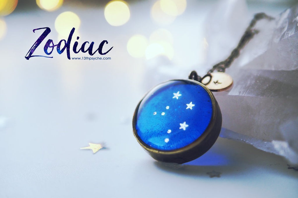 Handmade Zodiac jewelry, Libra constellation necklace - 13th Psyche