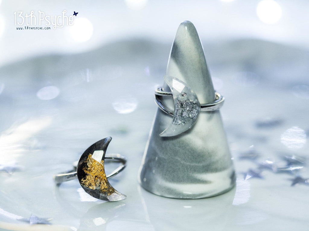 Handmade Crescent moon sterling silver Ring - 13th Psyche