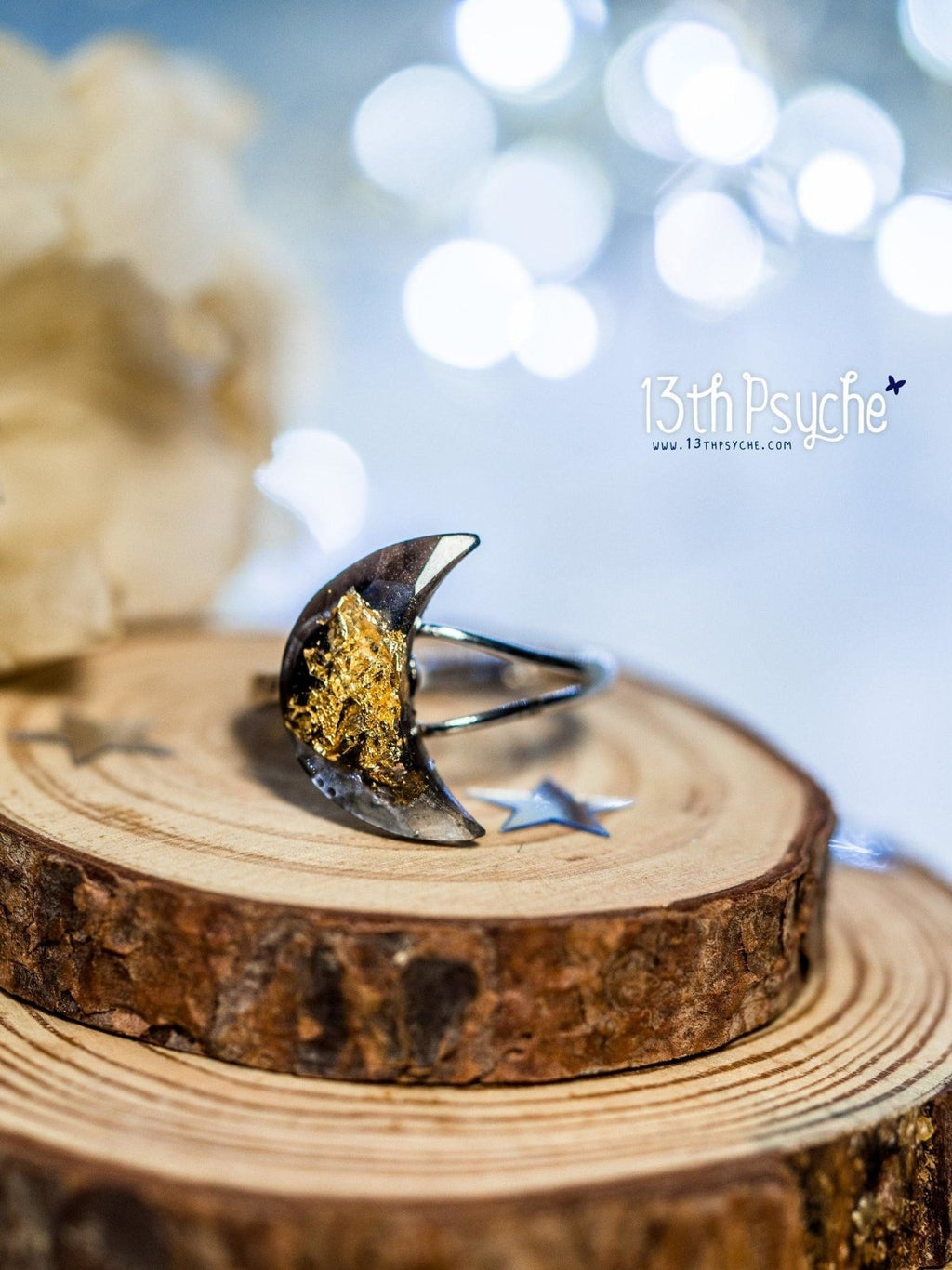 Handmade Crescent moon sterling silver Ring - 13th Psyche