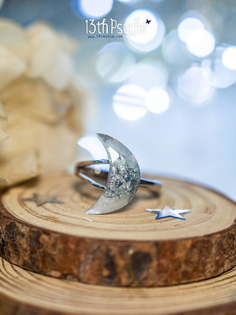 Handmade Crescent moon sterling silver Ring - 13th Psyche