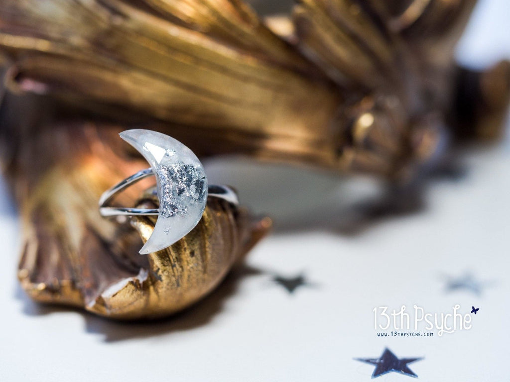 Handmade Crescent moon sterling silver Ring - 13th Psyche