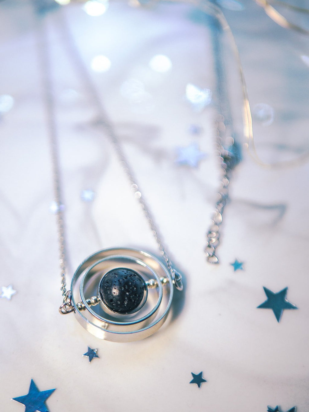 Handmade Galaxy inspired asteroid silver spinner necklace - 13th Psyche