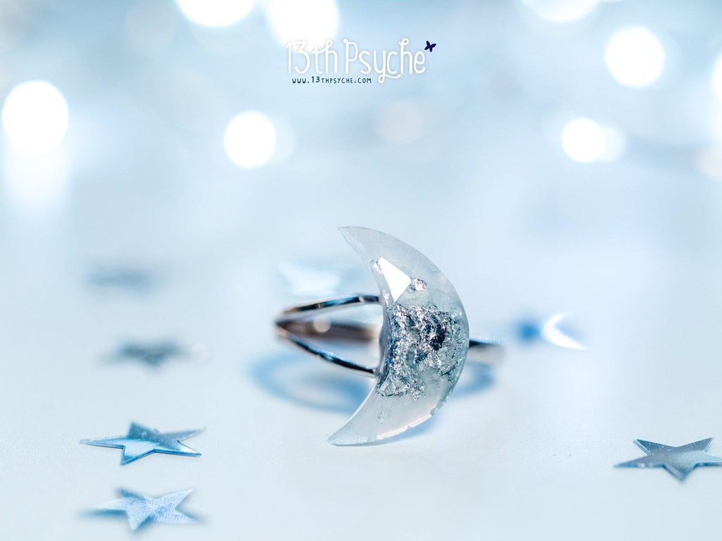 Handmade Crescent moon sterling silver Ring - 13th Psyche