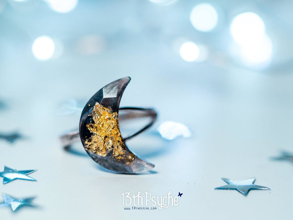 Handmade Crescent moon sterling silver Ring - 13th Psyche