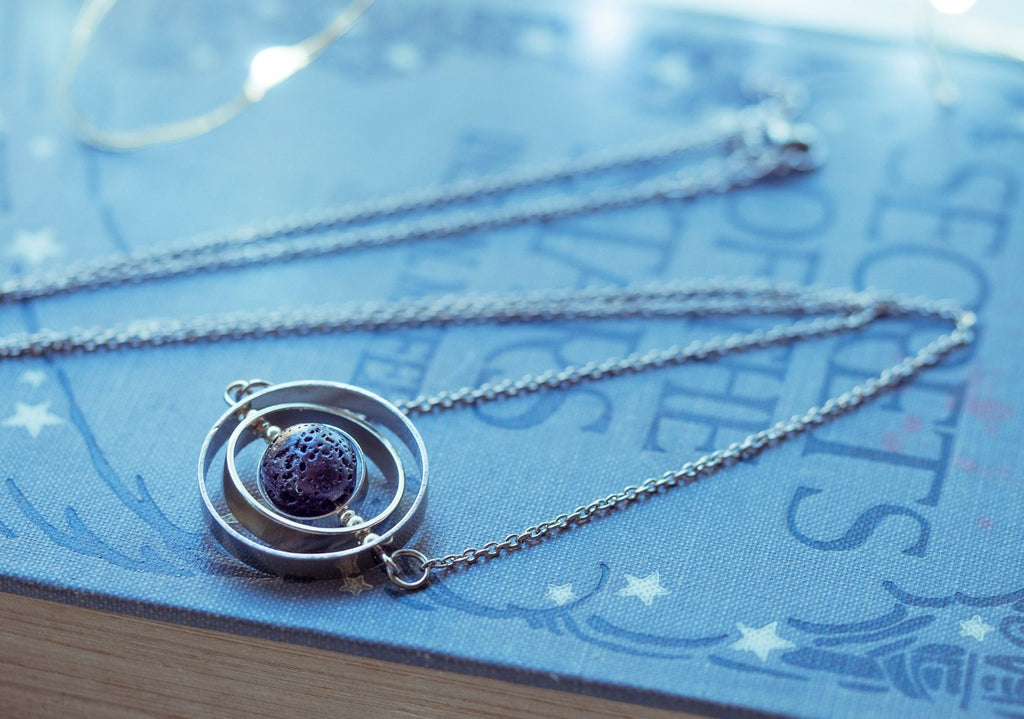 Handmade Galaxy inspired asteroid silver spinner necklace - 13th Psyche