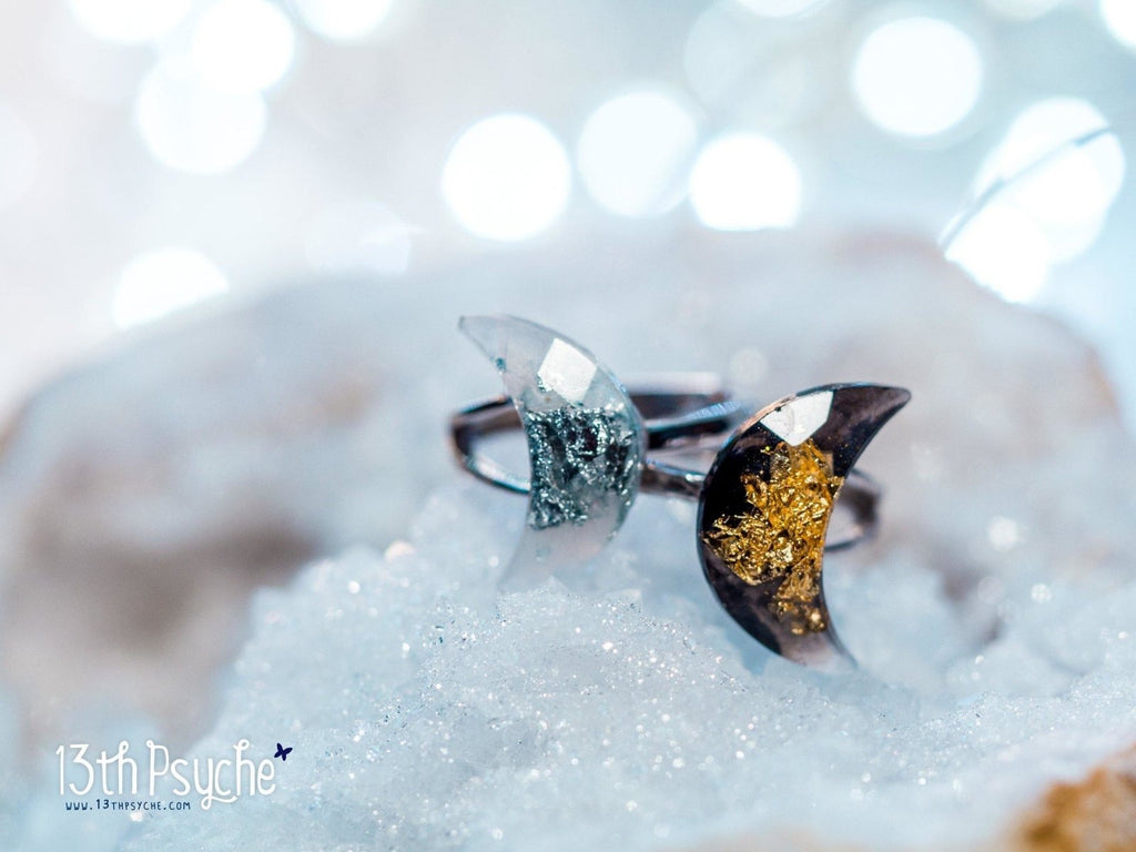 Handmade Crescent moon sterling silver Ring - 13th Psyche