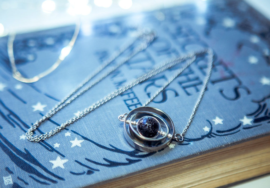 Handmade Galaxy inspired asteroid silver spinner necklace - 13th Psyche