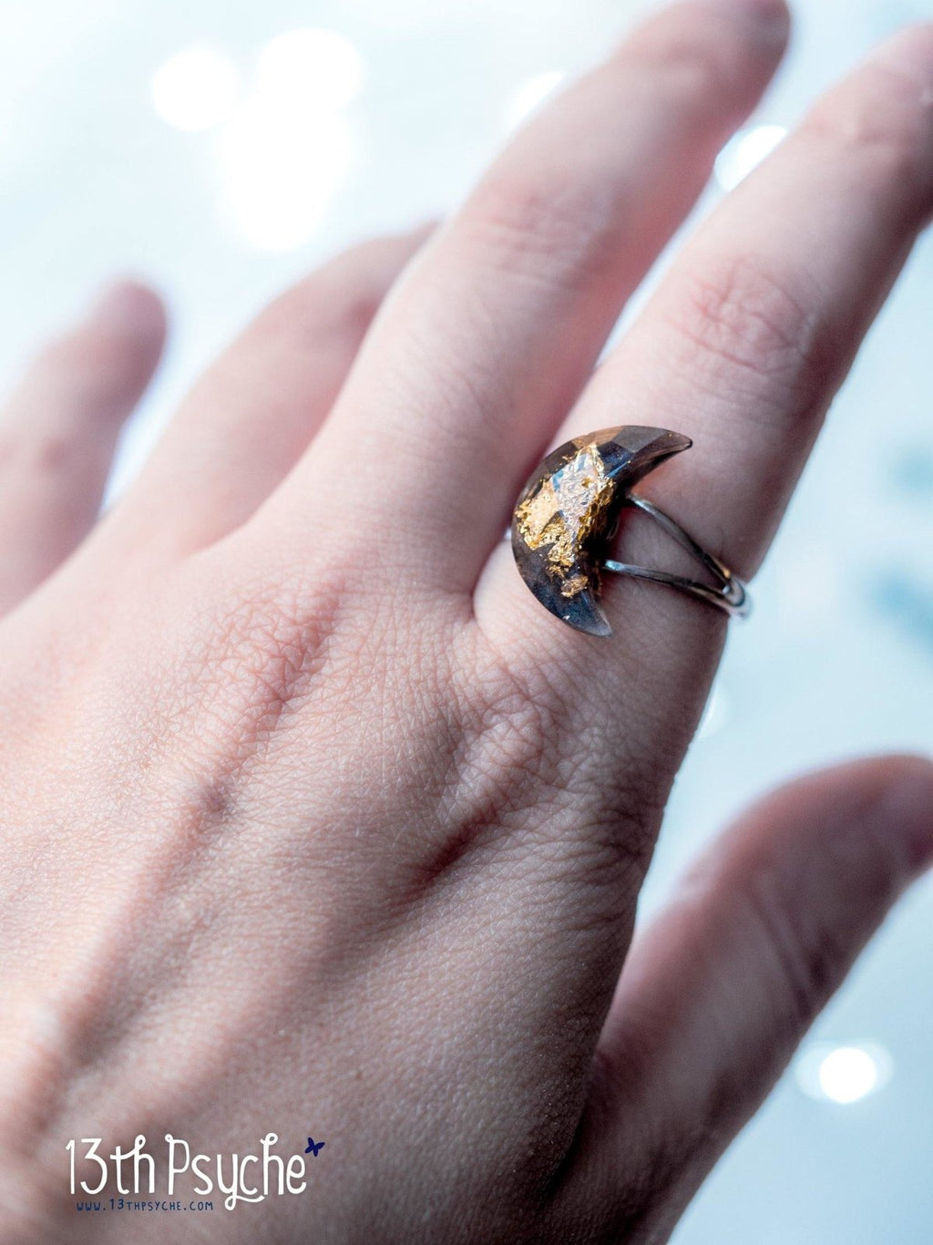 Handmade Crescent moon sterling silver Ring - 13th Psyche