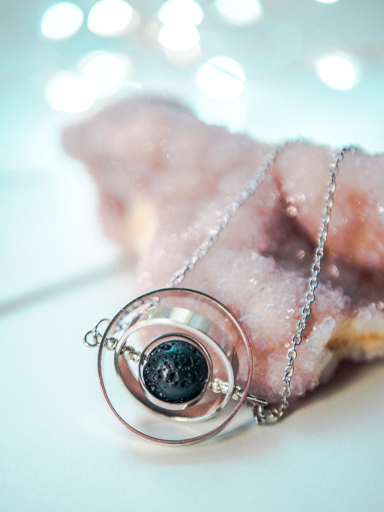 Handmade Galaxy inspired asteroid silver spinner necklace - 13th Psyche