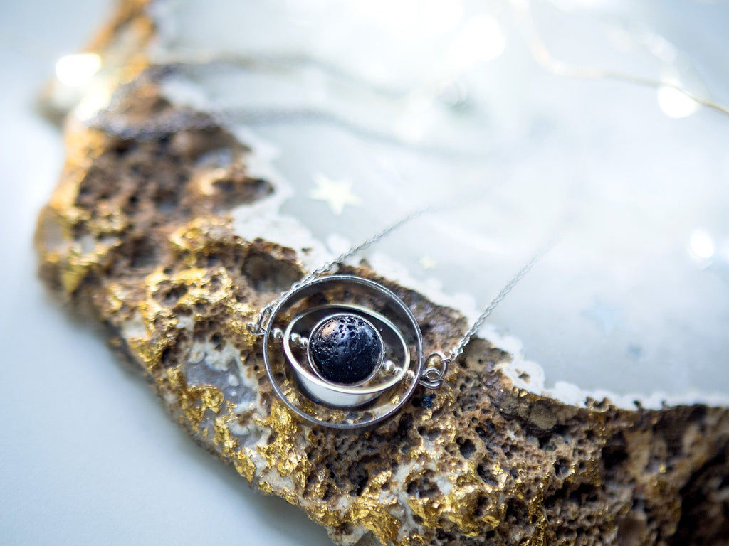 Handmade Galaxy inspired asteroid silver spinner necklace - 13th Psyche