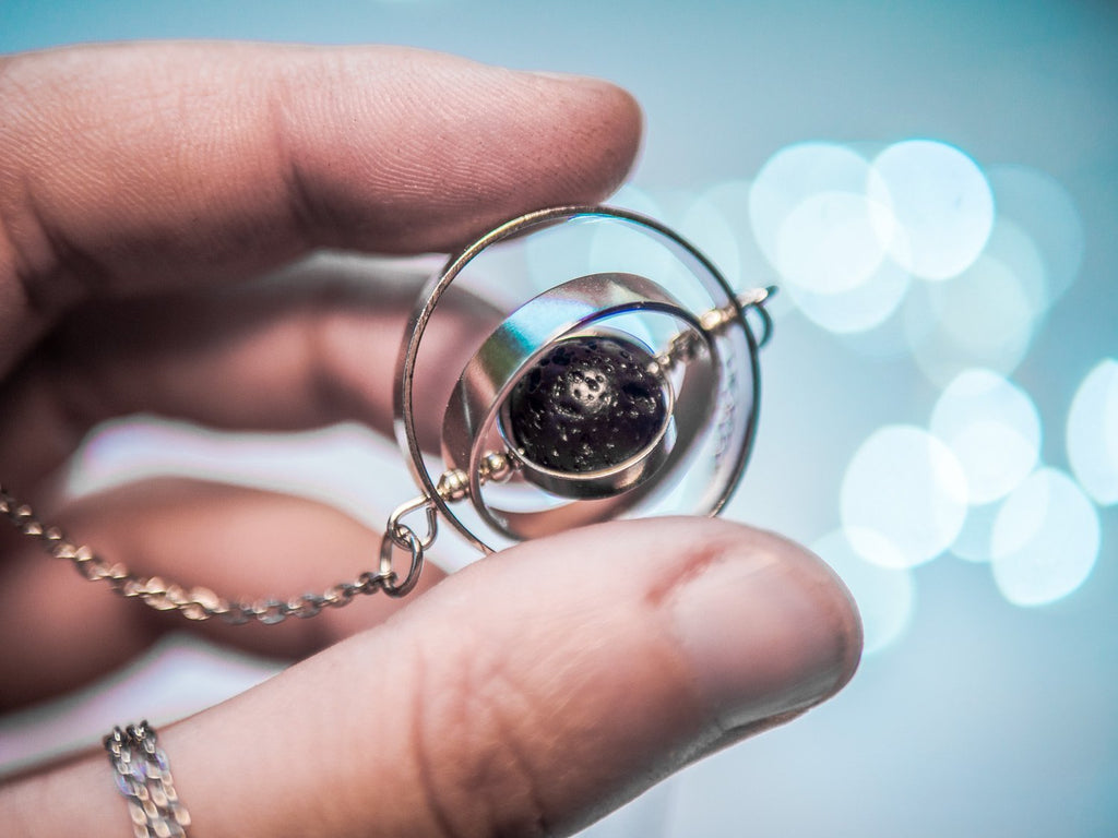 Handmade Galaxy inspired asteroid silver spinner necklace - 13th Psyche