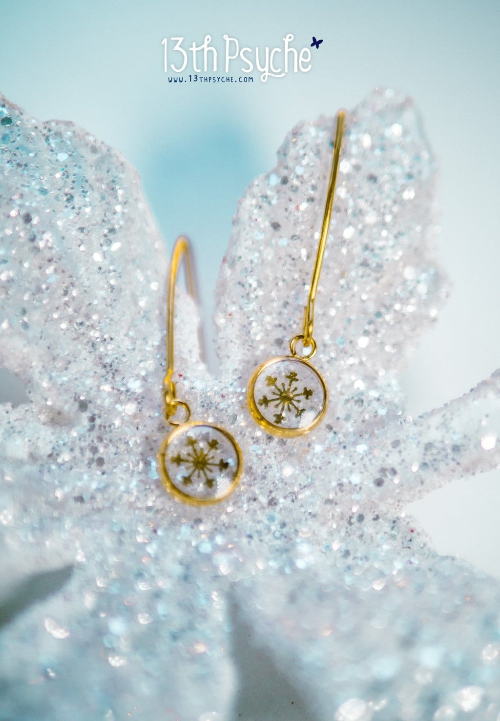 Handmade Gold snowflake stainless steel earrings - 13th Psyche
