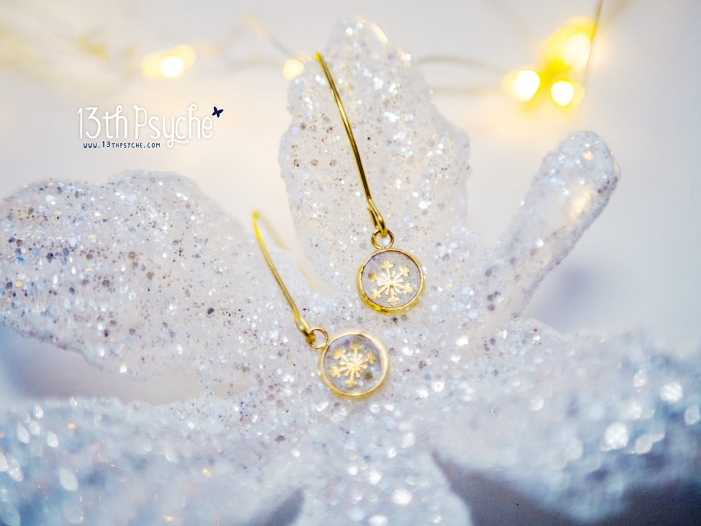Handmade Gold snowflake stainless steel earrings - 13th Psyche