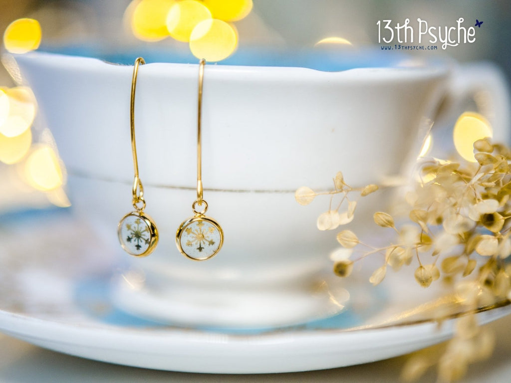 Handmade Gold snowflake stainless steel earrings - 13th Psyche