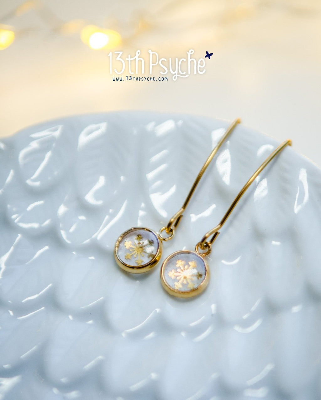 Handmade Gold snowflake stainless steel earrings - 13th Psyche