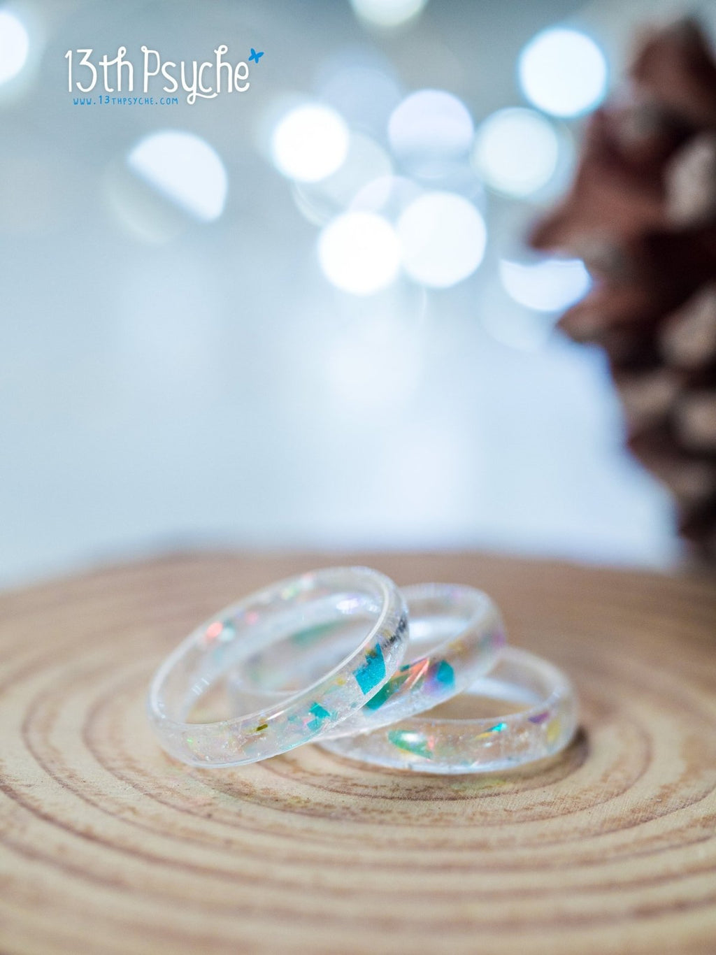 Handmade Winter inspired frost resin ring, snow ring - 13th Psyche